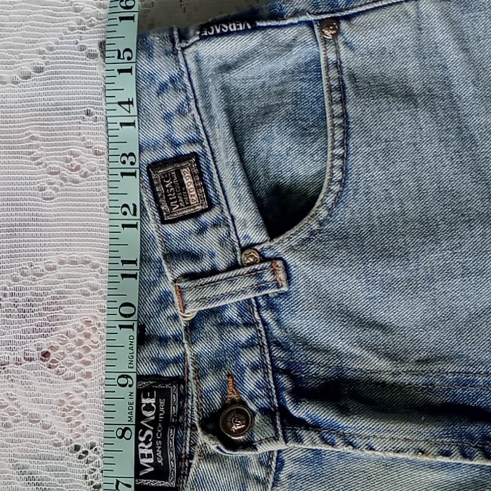 Vintage Versace Couture Jeans Medusa Head High Waist Size 32 44 Light Wash Mom - Picture 6 of 16